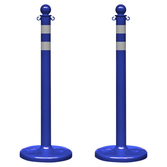 2.5 Inch Blue Reflective Medium Duty Stanchion (2 Pk)