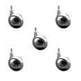 thumbnail image 1 of 2.5 Inch Bright Chrome Metal Ball Caster – 3/8 Inch Threaded Stem – Set of 5, 1 of 2