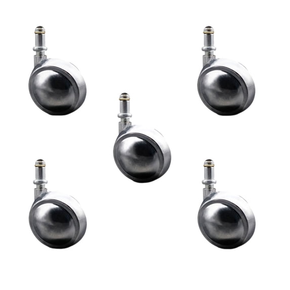2.5 Inch Bright Chrome Metal Ball Caster – 7/16” Grip Ring Stem – Set of 5 – SCC