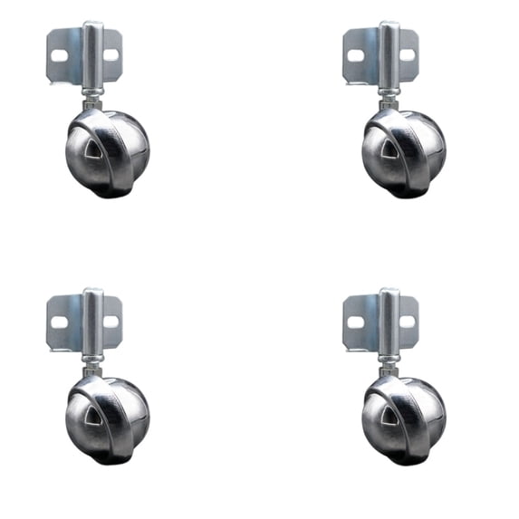 2.5 Inch Bright Chrome Metal Ball Caster – Side Mount Bracket – Set of 4 – SCC