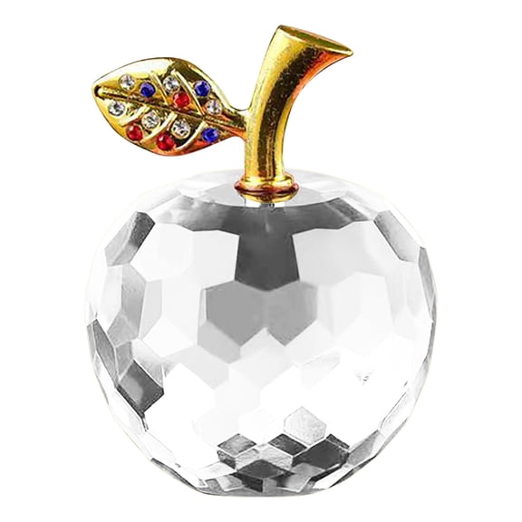 2.5 Inch Clear and Sparkling Crystal Apple Paperweight Craft Decoration Table Top Ornament Statue Home Decor — LAILLSH
