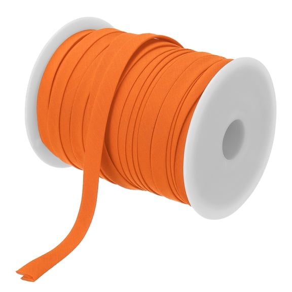 Uxcell 2/5" Double Fold Bias Tape Polyester Continuous Bulk Bias Tape for Sewing Seaming Orange 55 Yards