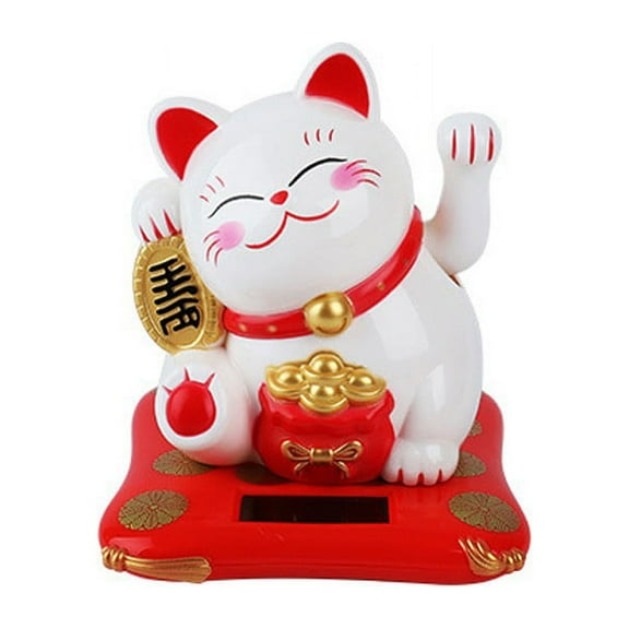 2.5 Inch Japanese Solar Wave Hand Lucky Cat for Car and Home Decorations