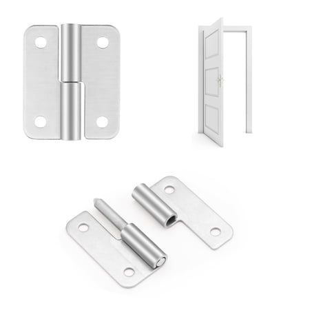 2.5 Inch Lift Off Hinges, Stainless Steel 304 Small Slip Joint Flag Hinge, Removable Hinges for Wooden Metal Doors, Cabinet Doors, Metal Boxes and More (Right Handed, 4 PCS)