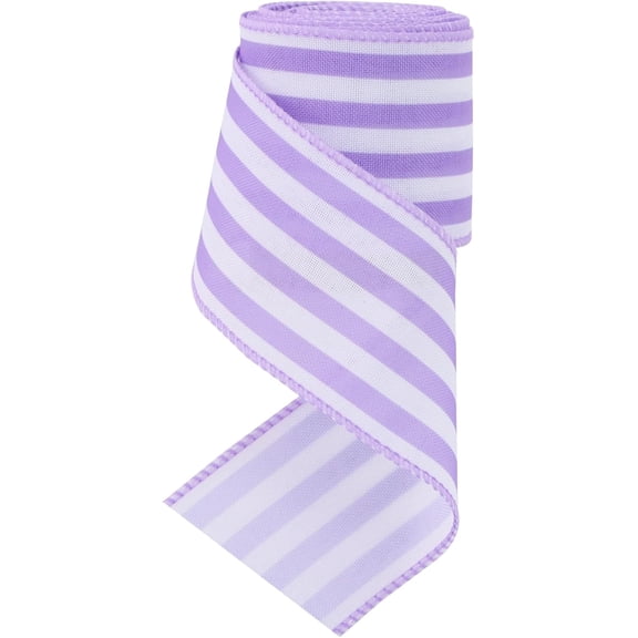 2.5 Inch Light Purple Stripe Burlap Wired Ribbon, Summer Spring Easter Ribbon for Gift Wrapping, Wreath Bows Making, Crafts, Baby Shower, Home Decoration, Decor (Light Purple, 6yds) Purple-striped -