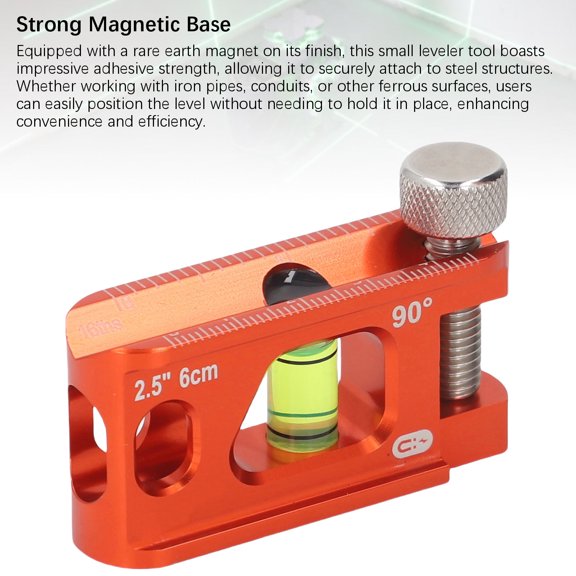 2.5 Inch Mini Magnetic Level Ruler with Knob Clamp for Plumbing & Electrical - Solid Cast Aluminum Bubble Level Tool