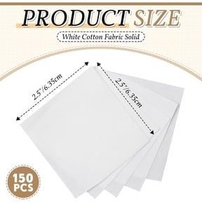 2.5 Inch Mini White Solid Cotton Fabric Squares Precut Charm Packs 150 Pcs