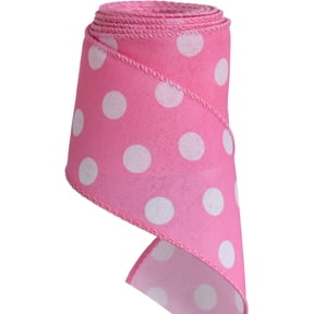 2.5 Inch Pink Polka Dots Burlap Wired Ribbon, Easter Summer Spring Ribbon for Gift Wrapping, Wreath Bows Making, Crafts, Birthday, Baby Shower, Decoration(Pink,6yds) pink-dots -