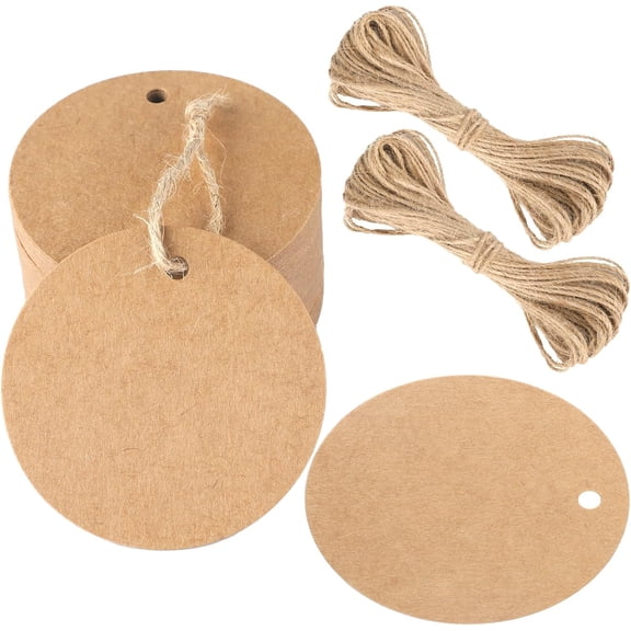 2.5 Inch Round Kraft Paper Gift Tags with String, 100PCS Blank Tags