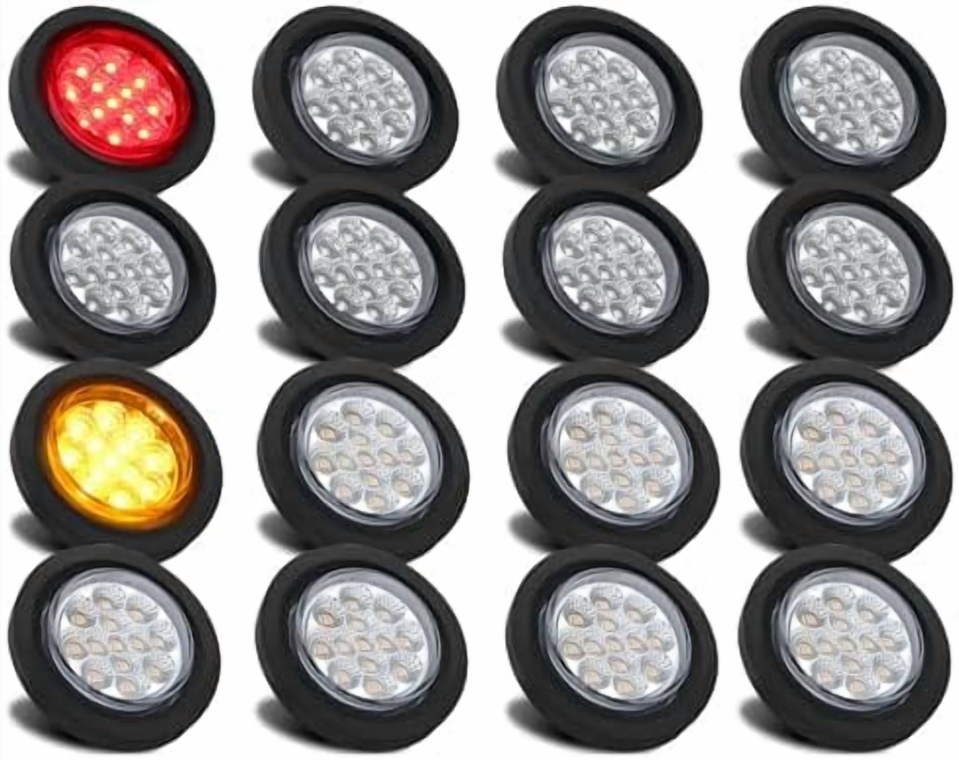 All Star 12-LED Amber Round Side Marker Clearance Light – 2.5", Grommet & Pigtail Kit (6-Pack)
