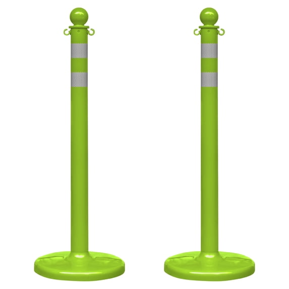 2.5 Inch Safety Green Reflective Medium Duty Stanchion (2 Pk)