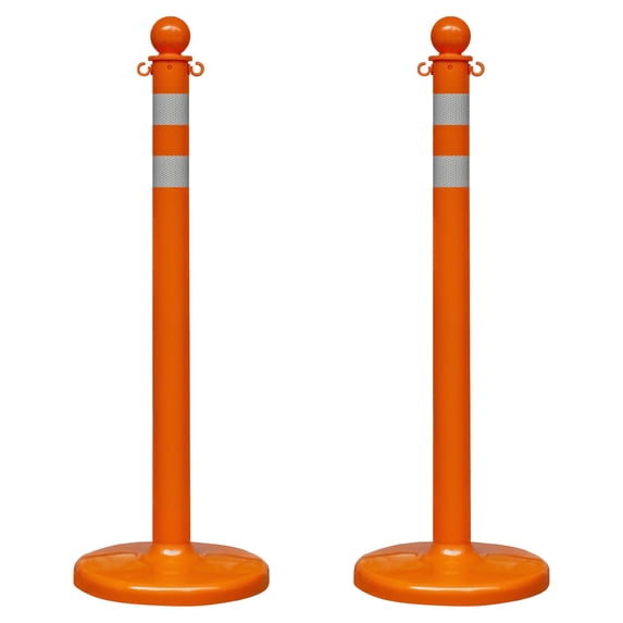 2.5 Inch Safety Orange Reflective Medium Duty Stanchion (2 Pk)