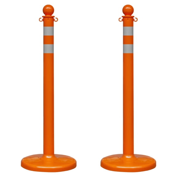 2.5 Inch Safety Orange Reflective Medium Duty Stanchion (2 Pk)