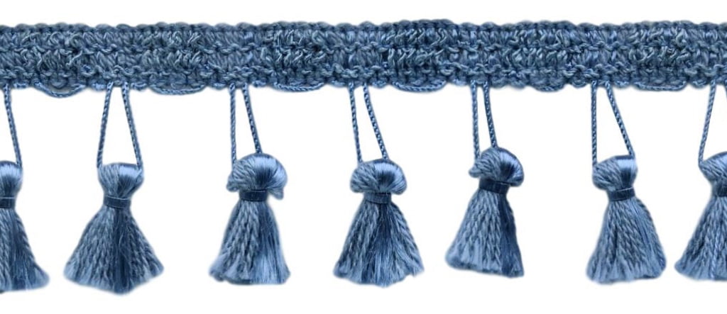 Frangia Passamaneria Blu Smerlata 4cm Per Tende E Cuscini: Treccia Decorativa Con Loop, Venduta Al Metro, Stile Francese, 9115 M45 - 2