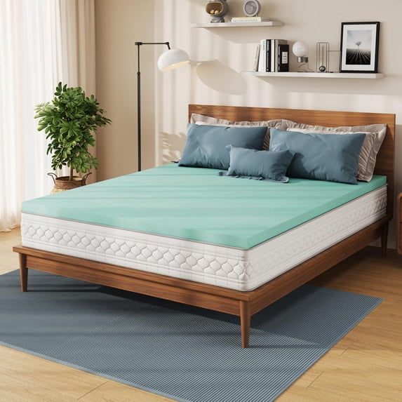 2.5 Inch Ultra Firm Mattress Topper, Extra Hard High-Density Solid Spacer, Turns Soft Bed into Firm Surface, Relieve Back Pain, Breathable Light Blue Pad
