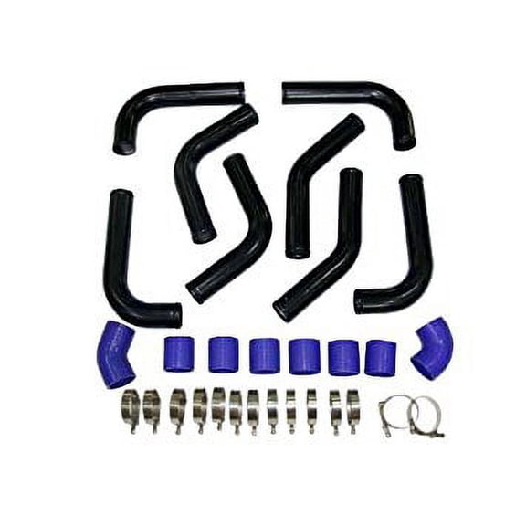 2.5" Inch Universal Aluminum Piping Kit 4L Shape Black Powder Coated