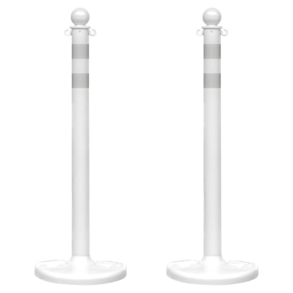 2.5 Inch White Reflective Medium Duty Stanchion (2 Pk)
