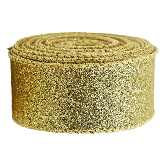 2.5 Inch x 10 Yards Christmas Metallic Glitter Wired Ribbon, DIY Craft ribbon for Gift Wrapping, Christmas Tree Garland and Holiday Decorations