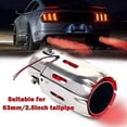 thumbnail image 1 of 2.5'' Inlet Exhaust Tips Stainless Steel Muffler Car Exhaust Tail Pipe Modification Luminous Tube With Red Flame LED light 89mm(3.5in) Outlet, 1 of 7