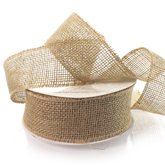2.5" Jute Burlap Non-Wired Ribbon Rustic Natural 25 Yards