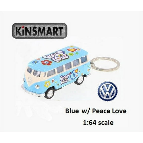 2.5" Kinsmart 1962 Volkswagen Bus Diecast Toy Keychain 1:64 Decal Pastel Blue