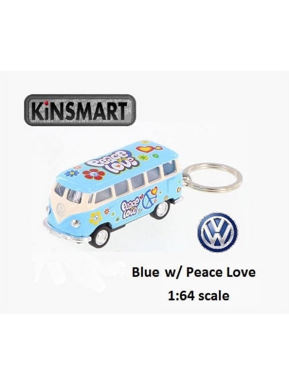 2.5" Kinsmart 1962 Volkswagen Bus Diecast Toy Keychain 1:64 Decal Pastel Blue