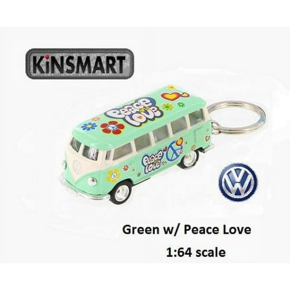 2.5" Kinsmart 1962 Volkswagen Bus Diecast Toy Keychain 1:64 Decal Pastel Green