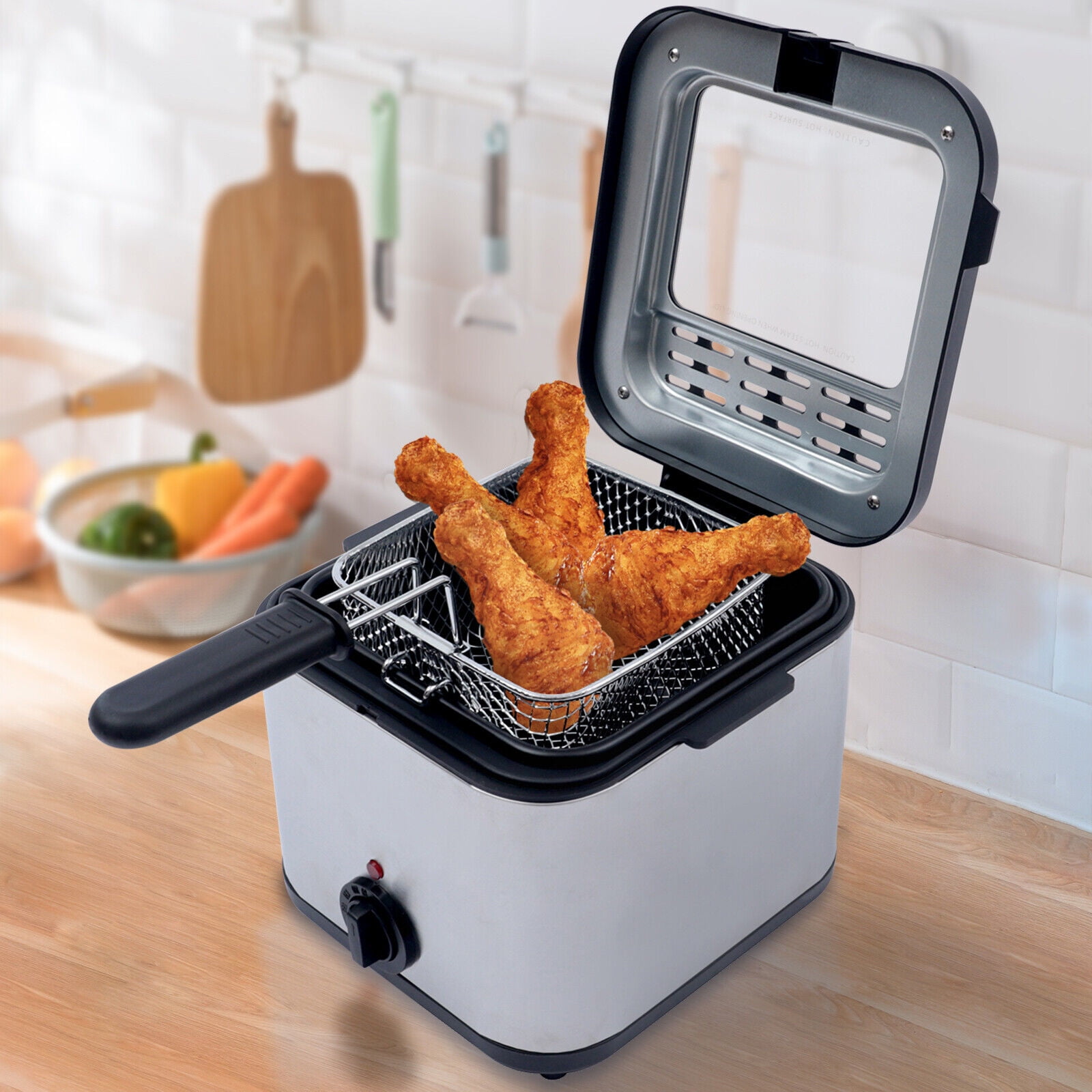 Electric Deep Fryer 5.3QT/21-Cup Stainless Steel 1700W with Triple Basket -  Costway