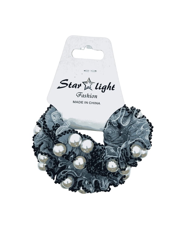 2.5" Pearl Lace Scrunchie Hair Ties for Women Girls, 2 PCS
