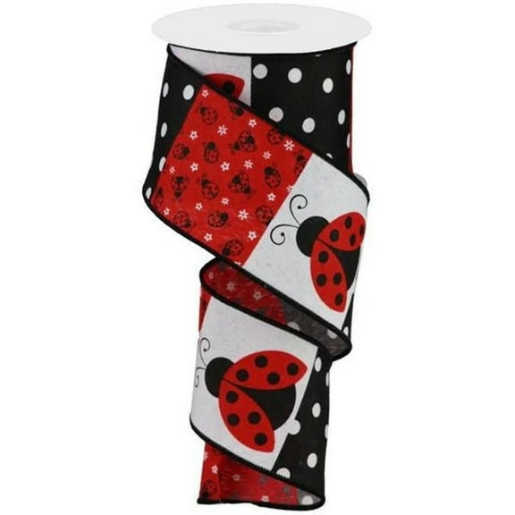 2.5" Ladybug Block Ribbon (10 Yards)