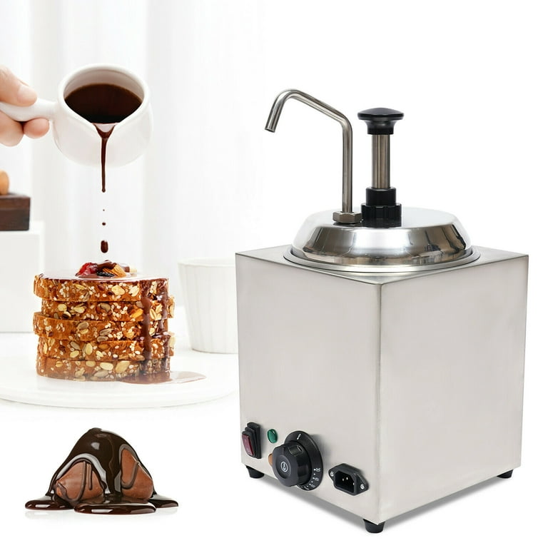 Cheese Dispenser with Hot Fudge Warmer 150W Stainless Steel Heater Silver  Electric Hot Fudge Caramel Cheese Warmer Stainless Steel Sauce Heater Tank