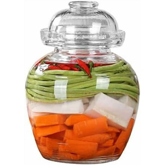 2.5 Liter Pickle Jar Glass Jar with Lid, Fermentation Kit with Water Seal Airlock Lid, Canning Jar for Pickles, Kimchi, Sauerkraut, Kombucha, Paocai$$Home Decor, Kitchen, & Other