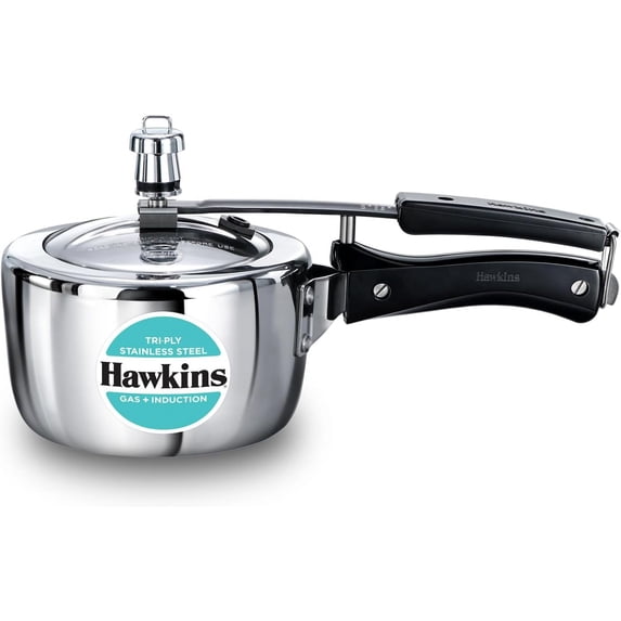 2.5 Litre Triply Stainless Steel Pressure Cooker, Inner Lid Cooker, Silver (HSST25)