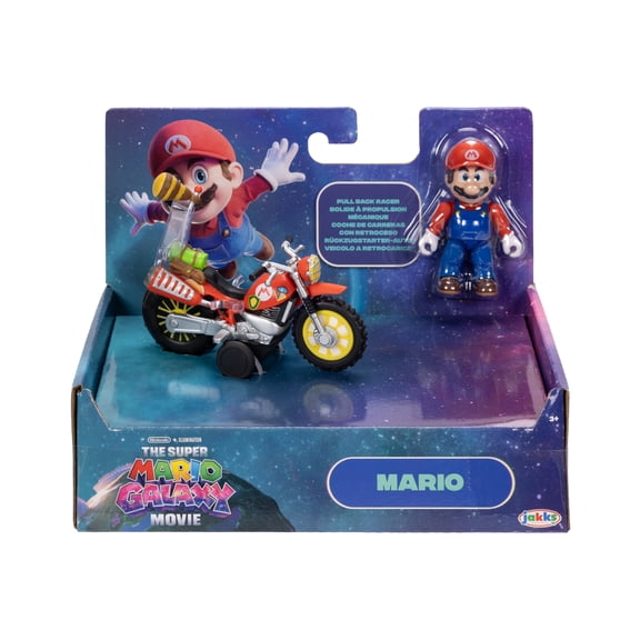 The Super Mario Galaxy Movie 2.5 inch Action Figure with Pull Back Motorcycle Mario