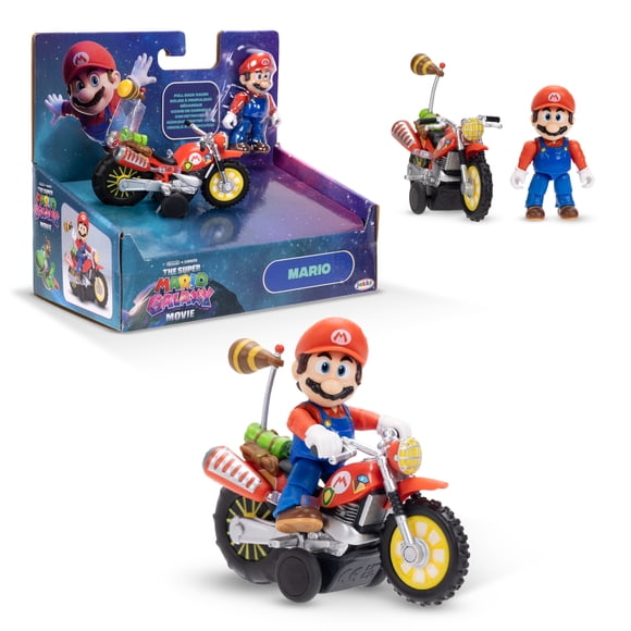 The Super Mario Galaxy Movie  2.5 inch Action Figure with Pull Back Motorcycle  Mario