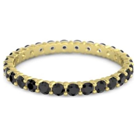 2.5 MM Black Spinel Eternity Band 925 Sterling Silver Gold Plated Women Stacking Ring