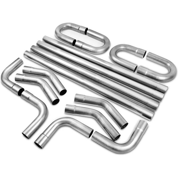 2.5'' Mild Steel Custom Exhaust Kit Tubing Mandrel Bend Pipe Straight & U-Bend 16 Gauge Universal  16PCS