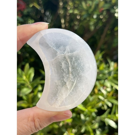 2.5" Moon Selenite Bowl, Gemstone Carved Selenite Crystal, Meditation Bowl, Reiki Bowl, Jewelry Holder, Crown Chakra, Cleansing, Charging, Healing