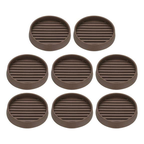 2.5" Non Slip Furniture Coasters, 8pcs Round Rubber Furniture Pads Caster Cups Furniture Feet Floor Protectors Bed Stopper for Hardwood Floors Table Sofa, Brown