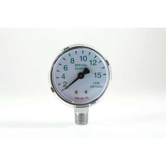2.5" Oxygen Flow Gauge - Chrome Plated - 0-15 LPM