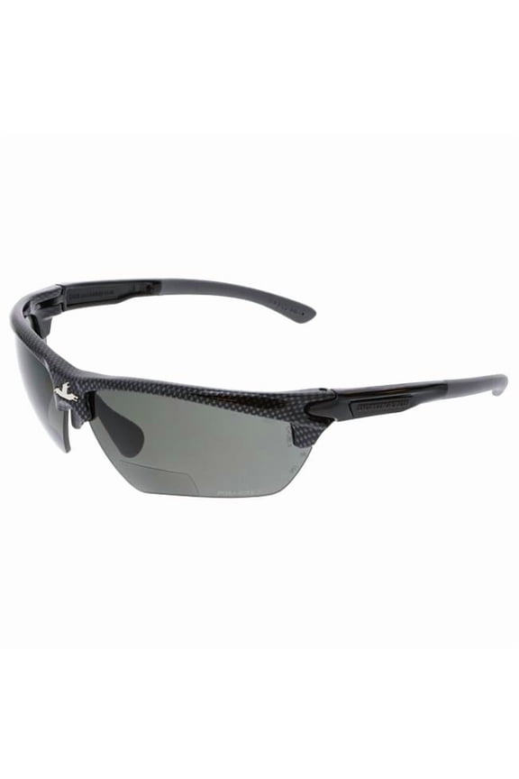 2.5 Polarized DM3 Dominator Magnifier Sunglasses with Gray Lens, Carbon Fiber