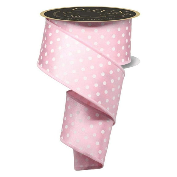 2.5" Polka Dot Striped Fused Ribbon: Pink (10 Yards)