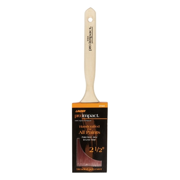 Pro Impact Flat Sash Paint Brush, 2-1/2 in, Chiseled Polyester Blend, Stainless Steel, Natural Wood