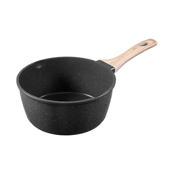 2.5 QT Nonstick Saucepan with Lid, Small Cooking Pot - Induction Compatible, Black