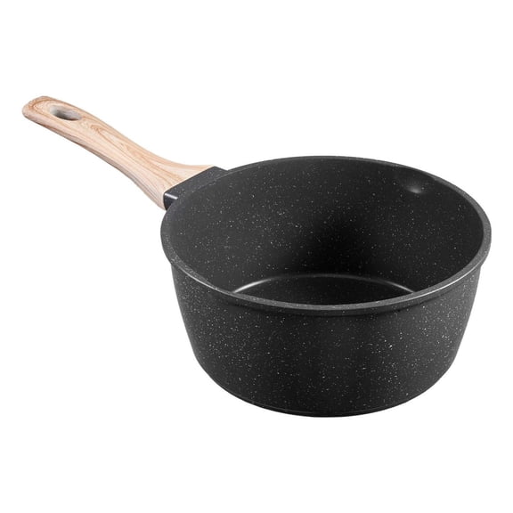 2.5 QT Nonstick Saucepan with Lid, Small Kitchen Sauce Pot, Detachable Handle, Induction Compatible, Black