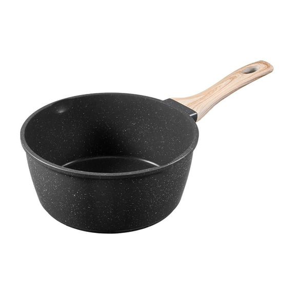 2.5 QT Nonstick Saucepan with Tempered Glass Lid Detachable Handle Induction Compatible Multipurpose Cooking Pot Black