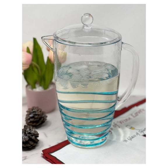 2.5-Quart BPA-Free Unbreakable Plastic Water Pitcher – Swirl Design with Lid & Spout (Juice/Drink Pitcher)