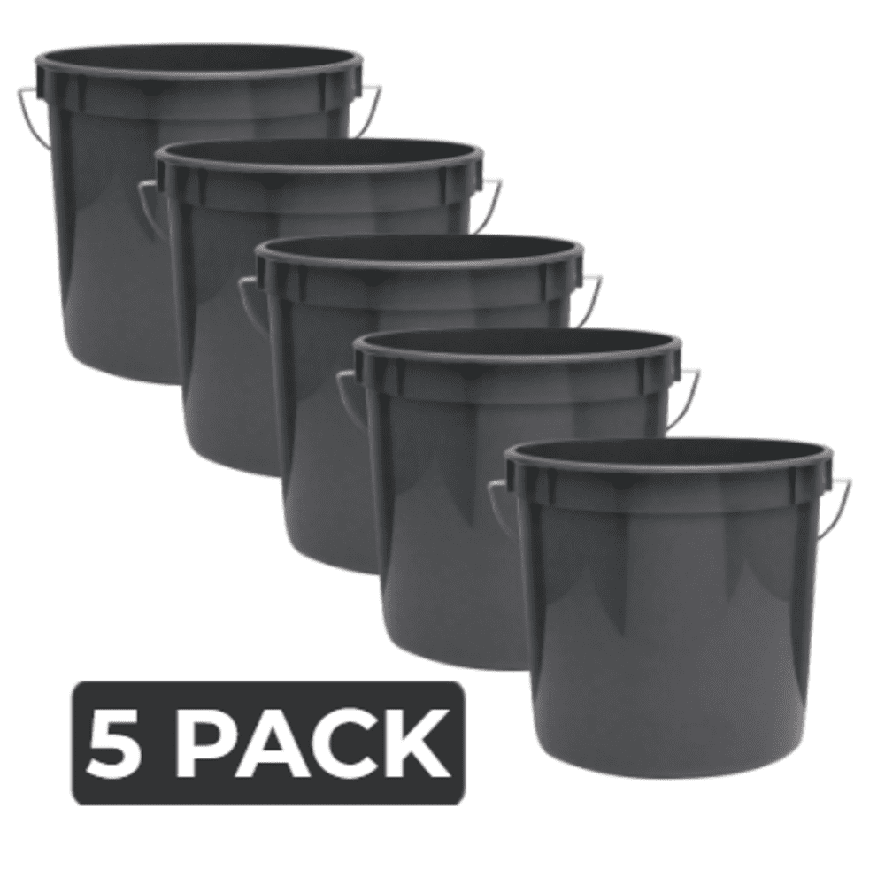 2.5 Quart Gray Plastic Paint Bucket Only- 5 Pack - No lid included