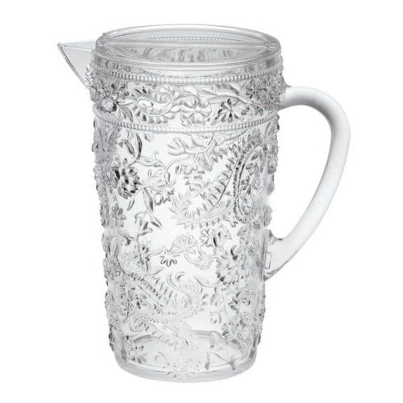 2.5 Quarts Water Pitcher with Lid, Paisley Unbreakable Plastic Pitcher, Drink Pitcher, Juice Pitcher with Spout BPA Free
