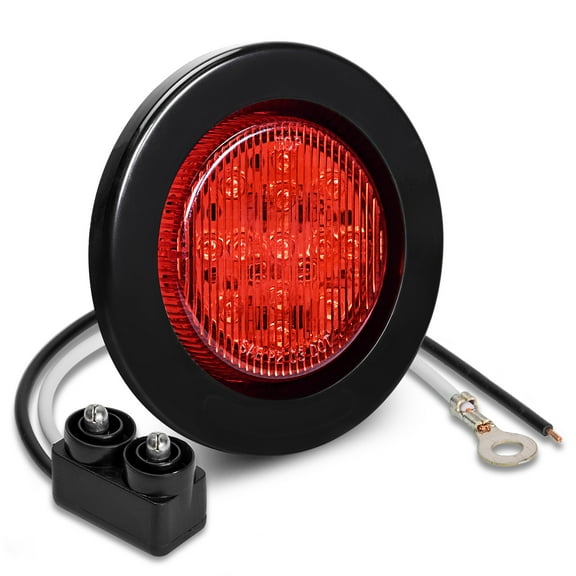 2.5" Round 10 LED Clearance Light [2 in 1 Reflector] [Polycarbonate Reflector] [13 LEDs] [D.O.T. Certified] [2 Year Warranty] Side Marker Light for Trucks and Trailers - Red